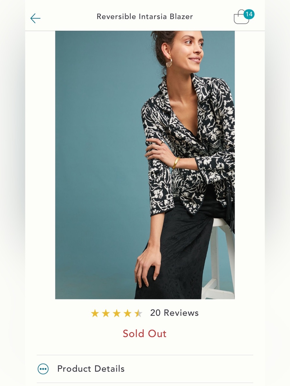 Anthropologie Black/White Intersaria knit blazer